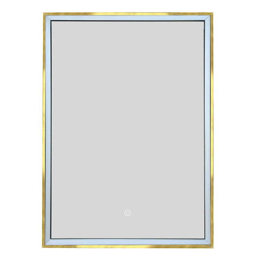 LUCA Single Door Bathroom Mirror Cabinet with Light and Demister – 500 x 700mm - Brushed Bronze Frame bathroom mirror cabinet with light and gold frame