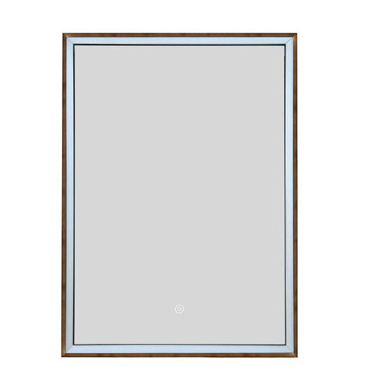 LUCA Bathroom Mirror Cabinet with Light, Demister and Wireless Charger – 500 x 700mm - Brushed Bronze Frame brushed bronze mirror cabinet