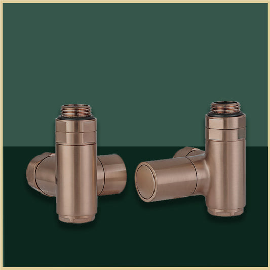 Dual Fuel Bathroom Radiator Valves - Brushed Bronze dual fuel towel rail radiator valves