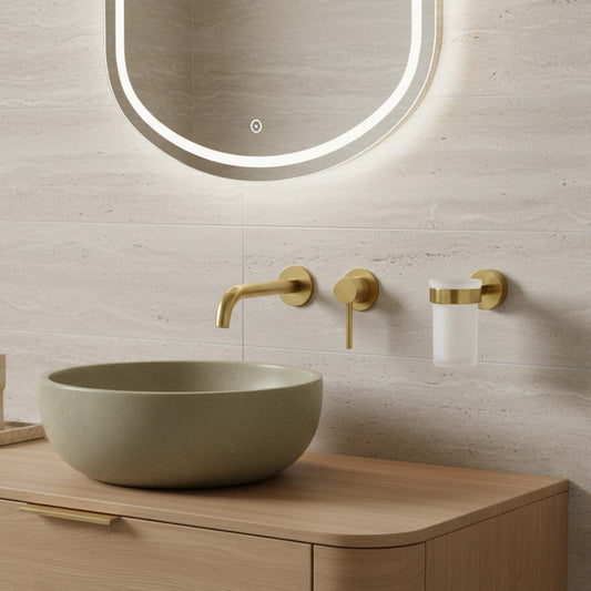 Brushed Brass Wall Mounted Tumbler with Holder bathroom tumbler holder with tumbler brushed brass
