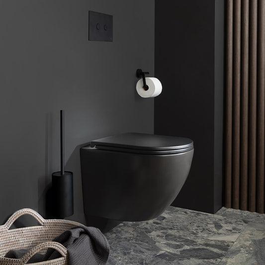 Tornado Flush Toilet Rimless Including Toilet Seat - Matt Black tornado flush toilet wall mounted