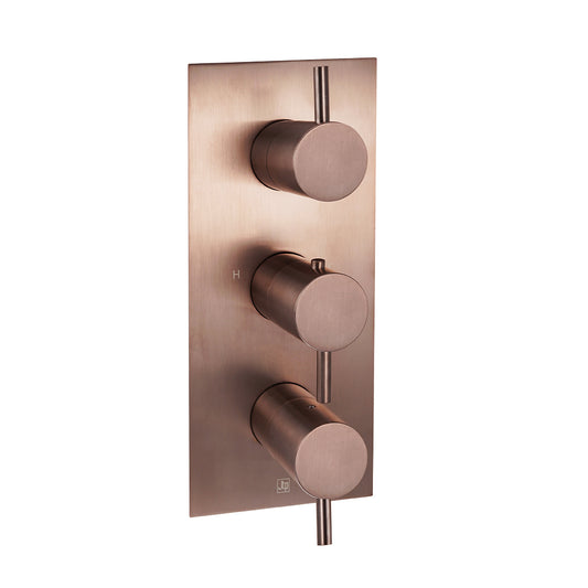 Concealed Three Outlets Shower Mixer Valve - Brushed Bronze 3 way concealed thermostatic shower valve