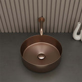 Bronze Stainless Steel Round Countertop Basin with Brushed Finish bronze wash basin