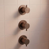 Concealed Thermostatic 2 Outlet Shower Valve - Brushed Bronze bronze concealed shower valve 2 way