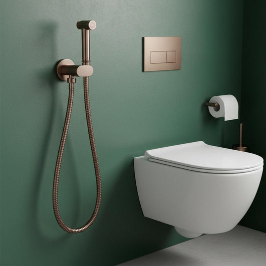 Round Brushed Bronze Douche Shower Spray Kit with Shut-Off Bracket bronze douche shower spray