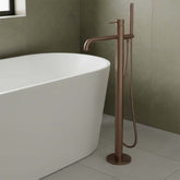 Freestanding Bath Tap with Shower Kit - Brushed Bronze bronze freestanding bath taps