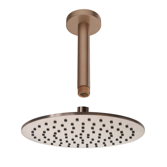 Brushed Bronze Round Shower Head 250mm with Ceiling Arm 150mm bronze shower head and arm