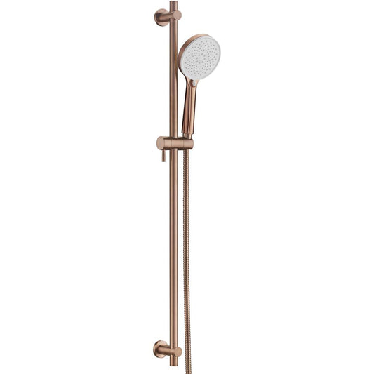 Slider Rail Kit with Round Shower Handset and Hose - Brushed Bronze bronze shower rail