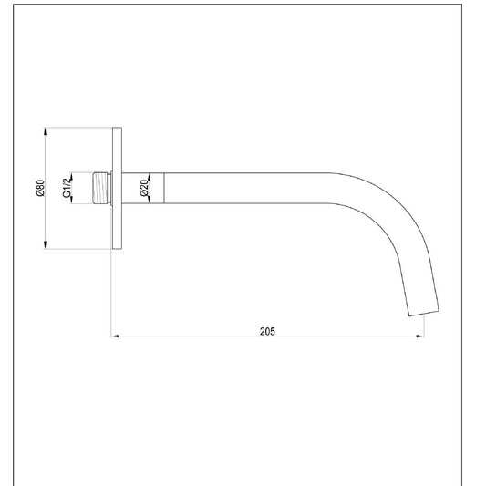 Slim Basin Spout 200mm – Brushed Bronze bronze slim basin spout