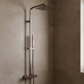 Exposed Thermostatic Bar Valve with Fixed Head & Multifunction Shower Handle - Bushed Bronze bronze thermostatic shower set