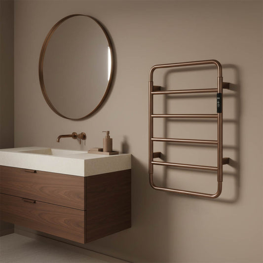 ThermaAero Electric Towel Rail Radiator Brushed Bronze 640mm x 475mm bronze towel rail electric