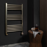 ThermaElite Electric Brushed Brass Towel Warmer Rail 800mm x 400mm brushed brass electric towel radiator
