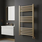 ThermaElite Electric Towel Rail Radiator Brushed Gold 800mm x 500mm brushed brass electric towel rail with thermostat