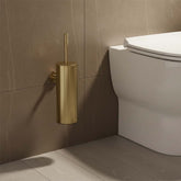 Brushed Brass Wall Mounted Toilet Brush and Holder Set brushed brass toilet brush