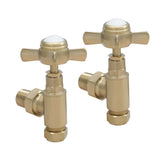 Traditional Angled Radiator Valves - Brushed Brass Traditional Angle Radiator Valves - Brushed Brass