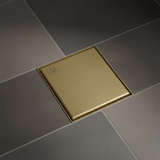 Brushed Brass Square Shower Drain 150mm x 150mm square wet room drain