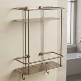 Square Double Shower Basket - Brushed Bronze brushed bronze shower caddy