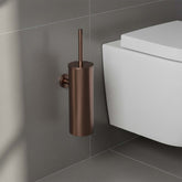 Wall Mounted Toilet Brush Brass Set - Brushed Bronze bronze toilet brush holder