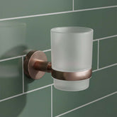 Tumbler Holder with a Glass Tumbler- Brushed Bronze bronze toothbrush holder