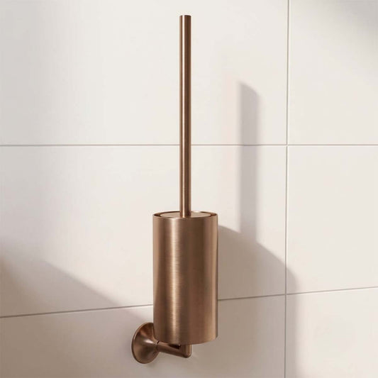Brushed Bronze Toilet Brush Holder with Brush - Wall Mounted brushed copper toilet brush holder set