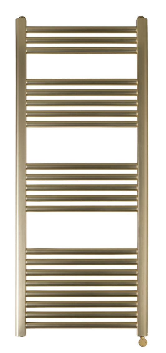 ThermaElite Gold Electric Towel Radiator with Thermostat 1200mm x 500mm electric towel rail brushed brass