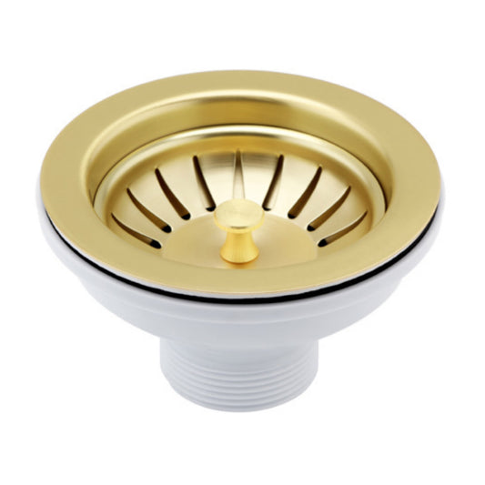Brushed Brass Kitchen Sink  Strainer Waste - 90mm Kitchen Sink Waste Trap