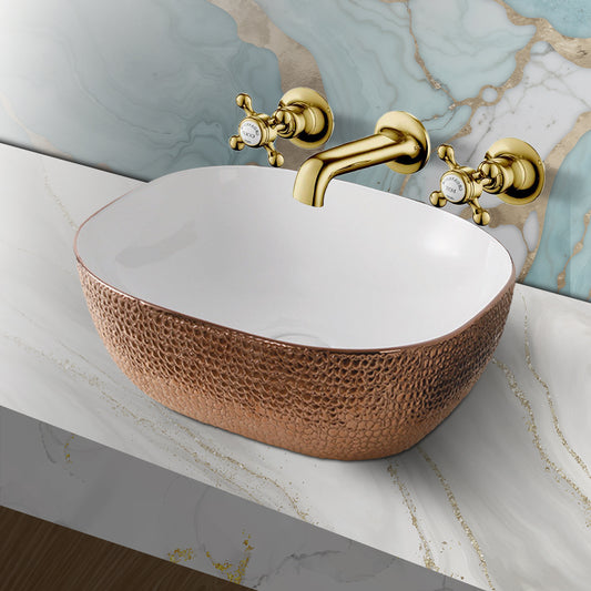 Mika Gloss Rose Gold Ceramic Countertop Basin 425x425x145mm ceramic counter top basin