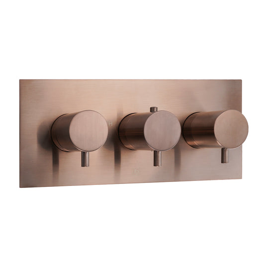 Concealed Two Outlets Shower Mixer Valve - Brushed Bronze 2 way thermostatic shower valve