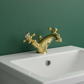 Deck Mounted Traditional Mono Basin Mixer Tap with Pop up Waste - Shiny Gold gold basin mixer tap with pop up waste