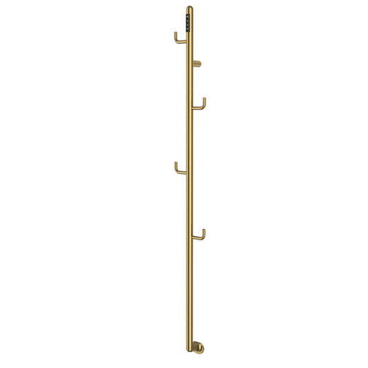 FLO Dry Electric Towel Rail with Hook - Brushed Brass - 1661mm dry electric towel radiator brushed brass