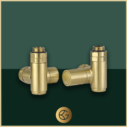 Dual Fuel Radiator Valves for Towel Rails – Brushed Brass dual fuel towel rail valves