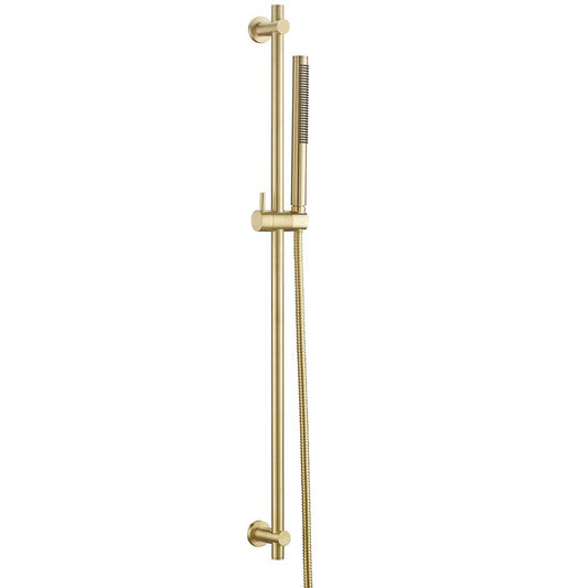 Brushed Brass Slider Rail Kit with Pencil Shower Handset and Hose brushed brass shower riser rail slider