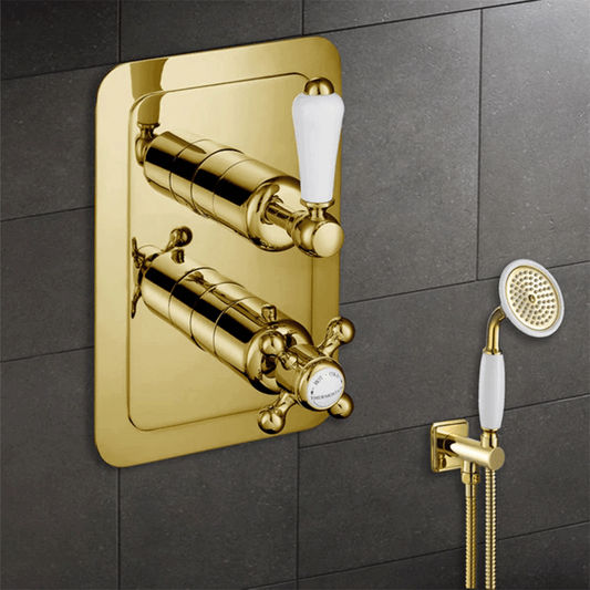 Traditional Concealed 2 Outlet Shower Valve gold shower valve traditional