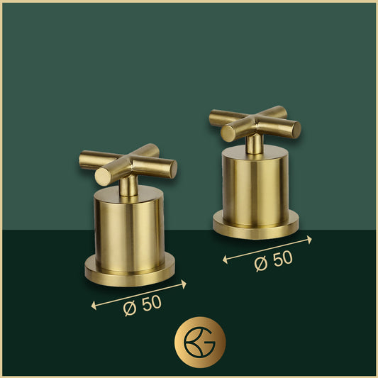 Deck Mounted On Off Panel Valves - Brushed Brass Finish on off brushed gold valves