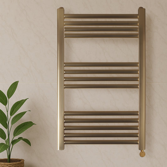ThermaElite Electric Towel Rail Radiator Brushed Gold 800mm x 500mm electric towel radiator with thermostat
