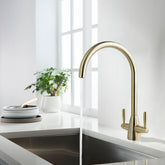Brushed Gold Long Swivel Spout Kitchen Tap Brushed Gold Long Swivel Spout Kitchen Tap
