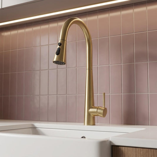Gold Pull-Out Spray Kitchen Mixer Tap gold kitchen tap with pull out spray