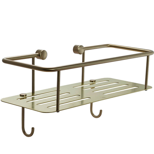 Square Shower Basket - Brushed Brass gold shower basket