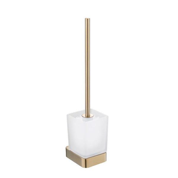 brushed brass toilet brush with holder