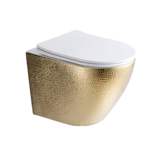 Brushed Gold Wall-Hung Toilet with Soft Close Seat wall hung toilet gold finish