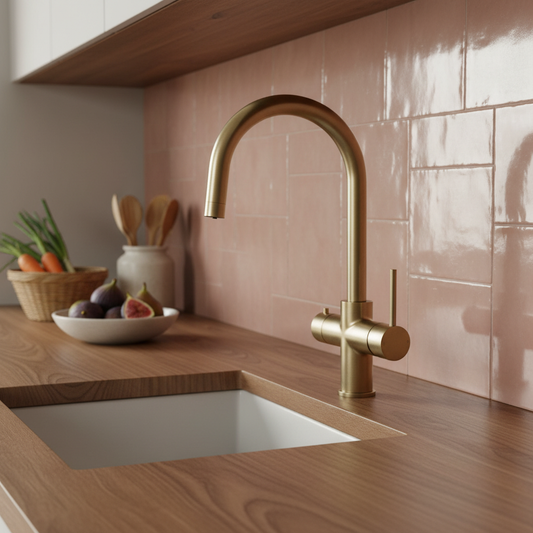 4 in 1 Hot Boiling Filter Tap - Brushed Brass instant boiling water tap with boiler & filter