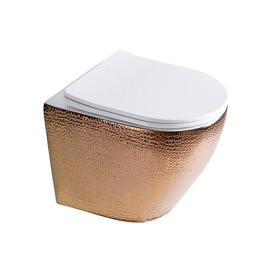 Brushed Rose Gold Wall-Hung Toilet with Soft Close Seat brushed rose gold wall hung toilet