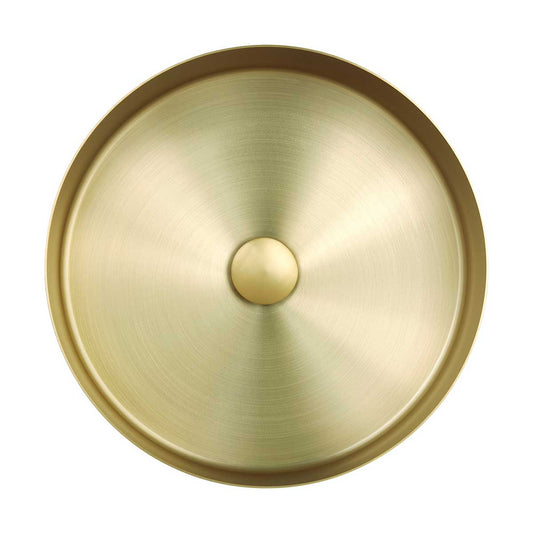 Gold Stainless Steel Round Countertop Basin with Brushed Brass Finish round_bathroom_basin
