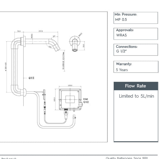 Brushed Bronze Sensor Tap with Touchless Operation Mains and Battery - Wall Mounted sensor tap brushed bronze