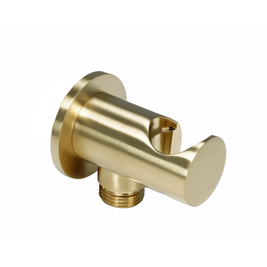 Outlet Elbow and Bracket for Hand Showers - Brushed Brass shower handset holders