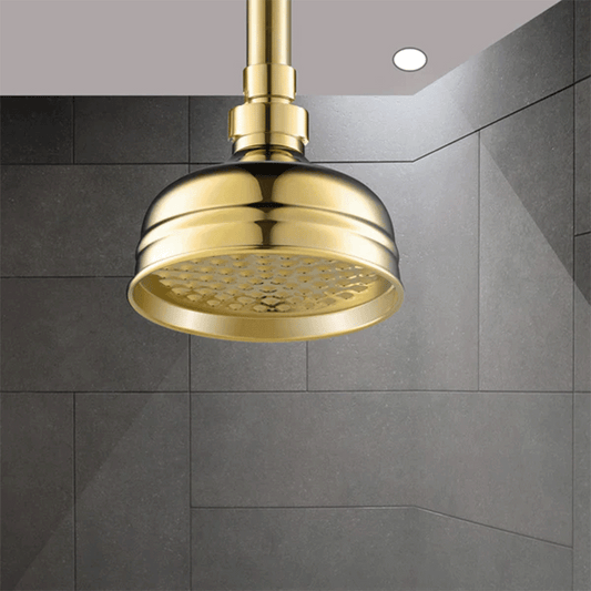 Victorian Polished Gold Fixed Shower Head - 125mm, 200mm vintage gold shower head