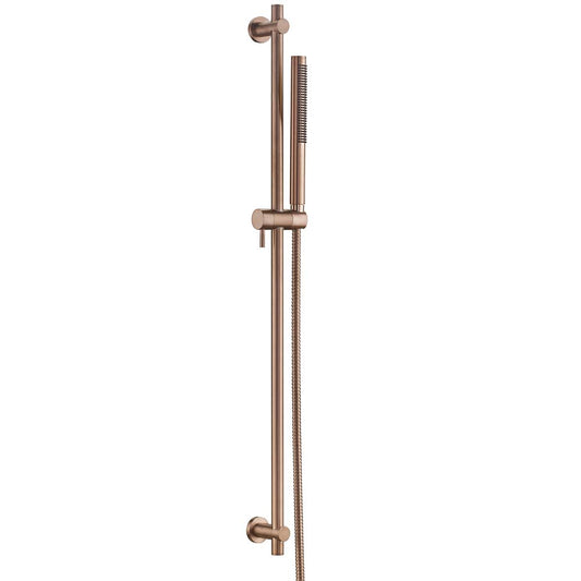 Brushed Bronze Slider Rail Kit with Pencil Shower Handset and Hose shower head with rail