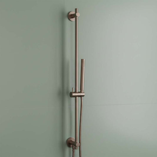 Shower Slider Rail Kit with Single Function Handset and Hose - Brushed Bronze shower sliding rail kit bushed bronze