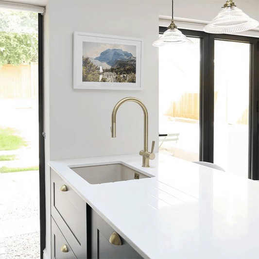 Brushed Gold Single Lever Pull Out Kitchen Tap gold kitchen tap