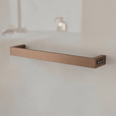 ThermaZen Brushed Bronze Square Electric Single Towel Bar Rail - 600mm single bar heated towel rail